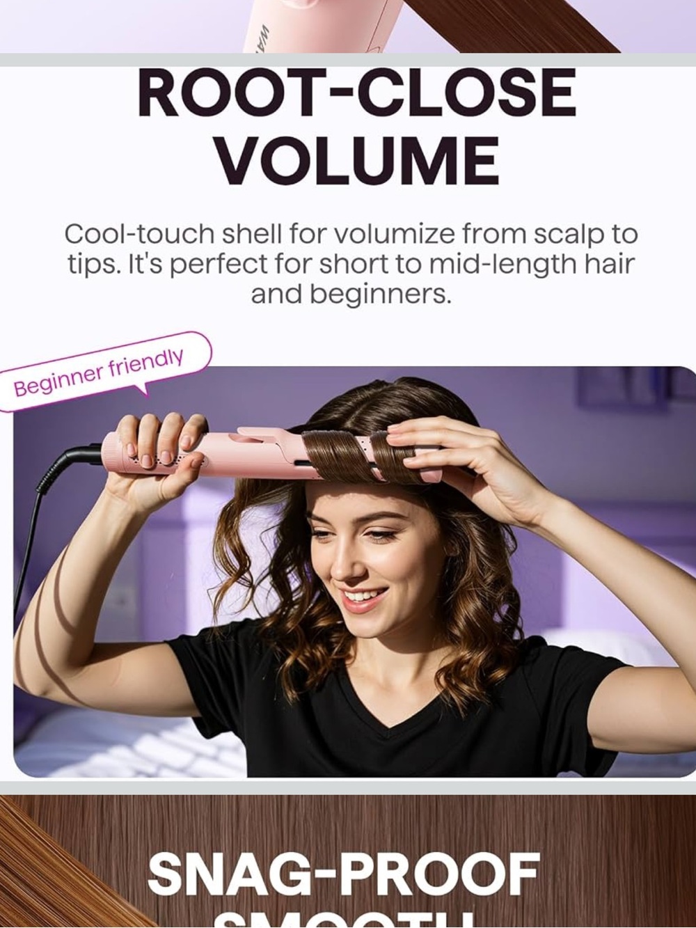 WAVYTALK pink pro airflow hair styler — Straightener & Curler 2 in 1 - Picture 6 of 8